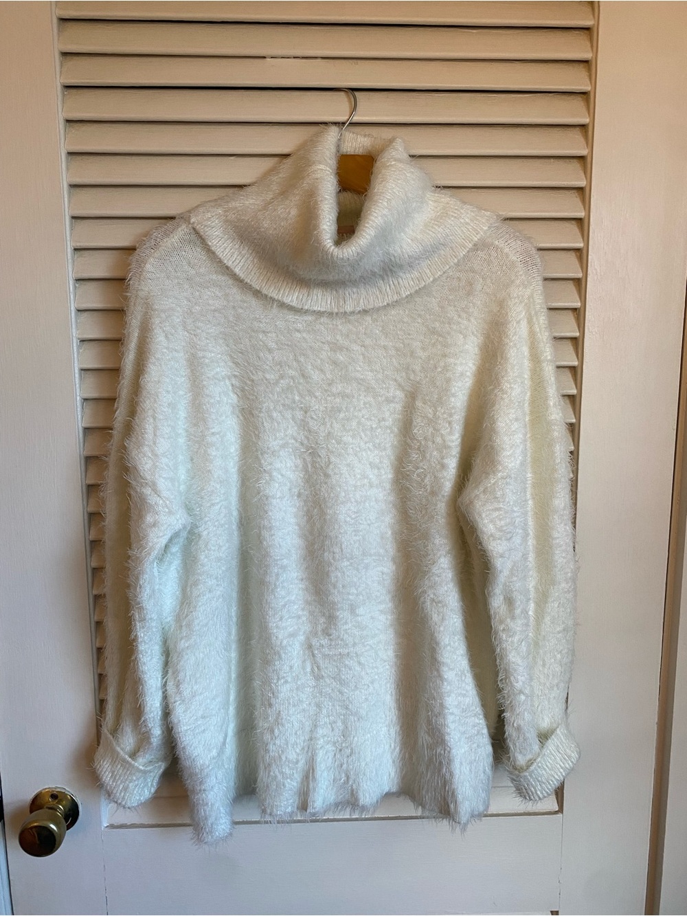 Show Me Your MuMu Fuzzy Cream Oversized Turtleneck Sweater
